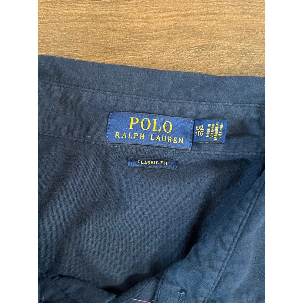 Polo Ralph Lauren Mens XXL Navy Blue Classic Fit Pocket Polo Shirt Short Sleeve